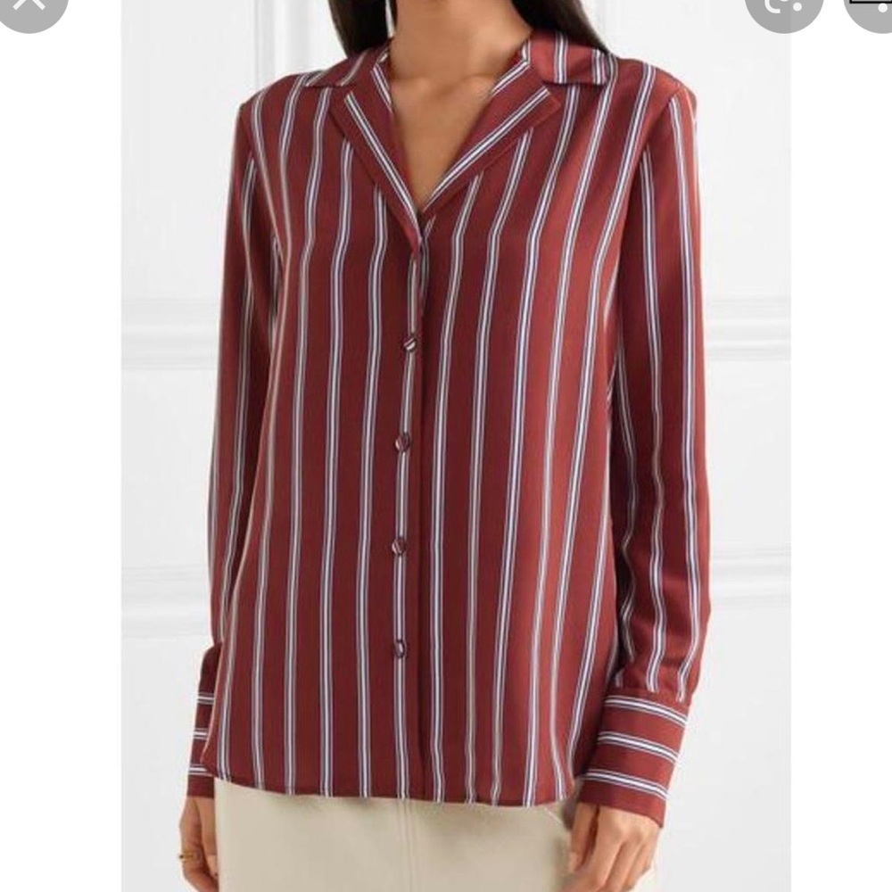 Frame Denim Burgundy Striped Button Down Shirt